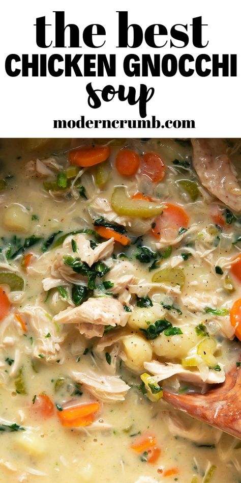 Creamy Gnocchi Chicken Soup, Gnocchi Chicken Soup, Creamy Chicken Gnocchi Soup, Gnocchi Chicken, Creamy Chicken Gnocchi, Creamy Gnocchi, Celery Recipes, Spoon Fork Bacon, Chicken Gnocchi