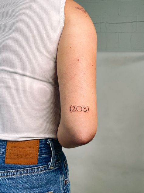 Number tattoo #tattoo #tattooinspo #tattooideas #elbowtattoo #numbertattoo #finelinetattoo #simpletattoo #tattoofont #font #areacode #idaho Idaho Tattoo Ideas, Idaho Tattoo, Number Tattoo, Number Tattoos, Tattoo Outline, Ink Ideas, Tattoo Tattoo, Inspirational Tattoos, All Things Beauty