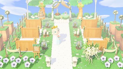 Acnh Beach Wedding, Acnh Wedding Ideas, Animal Crossing Wedding Ideas, Wedding In Hawaii, Acnh Cottagecore, Animal Crossing 3ds, Animal Crossing Guide, Qr Codes Animal Crossing, Acnh Ideas