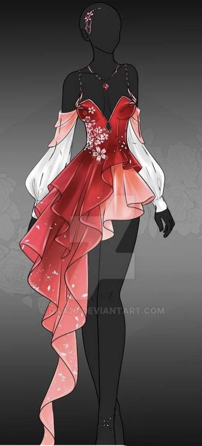 Party Dress Sketch, Fashion Design Drawings Outfits, Party Dress Drawing, Dresses Drawing Design, Anime Party Dress, Dress Drawing Ideas, Fantasy Dress Drawing, Anime Dresses, Vestidos Anime