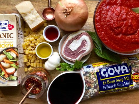 ina garten’s “16 bean” pasta e fagioli – a hint of rosemary 16 Bean Soup, Bean Pasta, Dry Beans, Dry Red Wine, Pasta E Fagioli, Winter Evening, Food Network Magazine, Drying Pasta, Soup Mixes