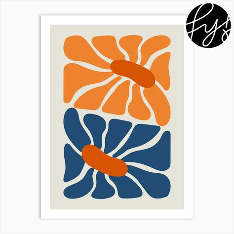 Fine art print using water-based inks on sustainably sourced cotton mix archival paper. • Available in multiple sizes • Trimmed with a 2cm / 1" border for framing • Available framed in white, black, and oak wooden frames. Tags: PJ-13536-23650 Blue And Orange Design, Painting Logo, Art Nouveau Flowers, Orange Painting, Pinterest Contest, Bathroom Art Prints, Contemporary Art Prints, Apartment Art, Blue Abstract Painting