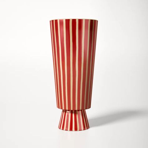 AllModern Helina Handmade Ceramic Table Vase | Wayfair Striped Vase, Red Vases, Red Home Decor, Vase Ceramic, Table Vase, Modern Vase, Home Decor Vases, Table Vases, Ceramic Table