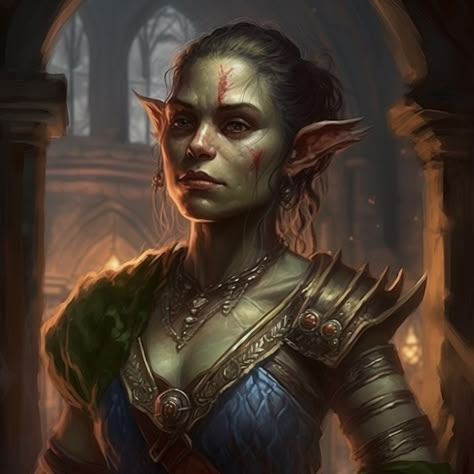 Female Half Orc, Monster Images, Half Orc Barbarian, Princess Portrait, Barbarian Woman, Female Orc, Half Orc, Orc Warrior, Roll Play