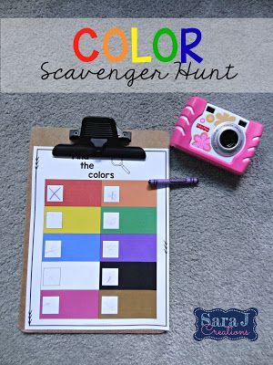 Going on a color hunt is a fun way for young children to practice colors. I love the idea of letting them use a digital camera to add an element of fun. Shape Scavenger Hunt, Color Scavenger Hunt, Preschool Photography, Preschool Scavenger Hunt, Color Hunt, Kindergarten Calendar, Quarantine Activities, Preschool Colors, Shapes Preschool