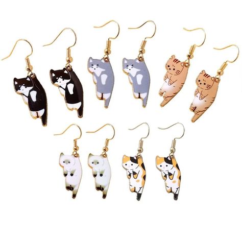 PRICES MAY VARY. 💖 Hypoallergenic Earring Hooks :Kawaii Aesthetic Funny Cartoon Kitten Animals Drop Dangling can be very good to decorate the face, is the ideal for everyday wear minimalist earrings. 💖 High Quality : This cat earring made of high quality brass and eco-friendly alloy,nickel-free, lead-free, cadmium-free, and hypoallergenic for piercing ears. Size：3*1cm, weight:12g/pair, and there will be an error in manual measurement. 💖 Occasion : These earrings are full of lively, cute, vivi Earrings Set Aesthetic, Earrings Animals, Cat Earring, Cartoon Kitten, Set Aesthetic, Earrings Funny, Aesthetic Funny, Animals Lover, Funny Earrings