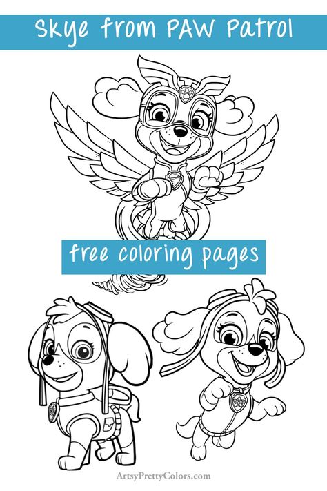 60 Cute Paw Patrol Skye Coloring Pages (Free!) - Artsy Pretty Colors Paw Patrol Christmas, Rainy Day Activities For Kids, Paw Patrol Skye, Paw Patrol Coloring, Paw Patrol Coloring Pages, Monster Book Of Monsters, Paw Patrol Pups, Whimsical Wall Art, Birthday Crafts