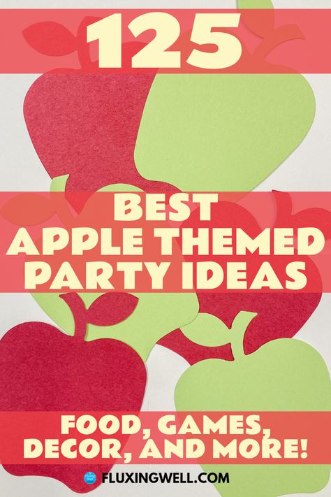 Apple Themed Party Ideas: Food, Games, Decor, and More! Apple Festival Ideas, Apple Baby Shower Ideas, Apple Party Theme, Apple Party Ideas, Apple Party Favors, Apple Themed Party, Apple First Birthday, Church Ladies Tea Party, Apple Picking Party