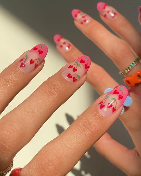 Experimental Makeup, Cherry Nails, Cute Spring Nails, Minimal Nails, Her Nails, Nail Tattoo, Colorful Nail Designs, Girls Nails, Heart Nails