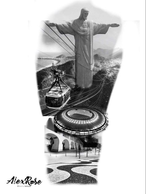 Brazilian Tattoo Ideas Brazil, Rio De Janeiro Tattoo Ideas, Brazil Tattoo Ideas, Brazil Tattoo, Jesus Hand Tattoo, Soccer Tattoos, Palm Tattoos, Men Tattoos Arm Sleeve, Jesus Tattoo