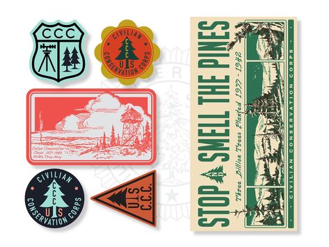 Celebrating the Civilian Conservation Corps. Five classic CCC stickers + "Stop and Smell The Pines" bumper sticker. Outdoor rated, premium 3M material. Made in the USA. Unless purchased with other items, stickers are shipped safely in a recyclable rigid paperboard package with tracking. In one of our Nation's most difficult periods, a group of men whose numbers ranked over three million left their homes and began an adventure across our great land. They were poor, mostly uneducated and many were hungry. Yet, what they didn't lack was a capacity for hard work. These men re-shaped the landscape of our country. By planting nearly three billion trees, reducing a growing soil erosion problem and building structures in our state and national parks, they would allow Americans to enjoy our country Conservation Corps, Three Million, Civilian Conservation Corps, The Pines, Outdoor Stickers, Die Cut Stickers, Us History, Bumper Sticker, Where The Heart Is