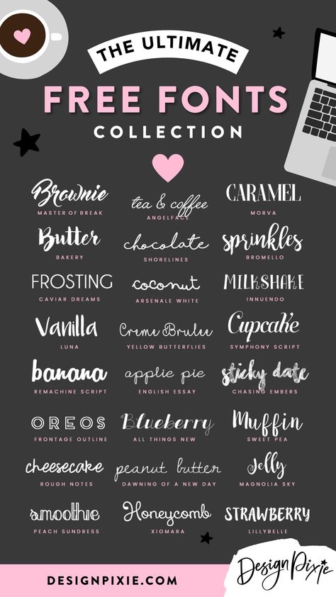 The Ultimate Free Fonts Collection – Design Pixie Font Finder, Free Cursive Fonts, Free Fonts For Cricut, Fonts Script, Handwritten Text, Canva Tips, Script Calligraphy, Idea Photo, Free Script Fonts