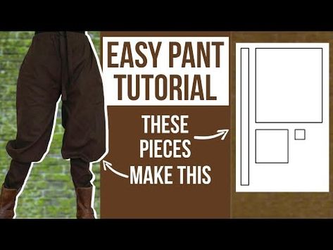 (18902) Easy Historical Pants Tutorial || LARP, Renfaire & Fantasy Sewing - YouTube Ren Faire Sewing Projects, Fantasy Clothes Pattern, Nerdy Sewing Patterns, Fantasy Patterns Sewing, Goblincore Sewing Pattern, Fantasy Sewing Patterns Free, Pirate Pants Pattern, Ren Faire Sewing Patterns Free, Corduroy Sewing Projects