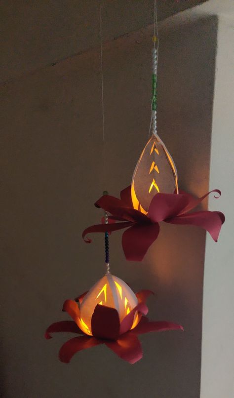 Light Party Decorations, Paper Diy Christmas, Diy Paper Flower Wall, Led Tea Light Candles, Lotus Lamp, Lotus Tea, Light Party, Diy Diwali Decorations, Diwali Diy