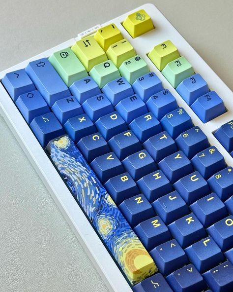 It is an artwork going on here! Keycap: XVX The Starry Night Cherry Profile Keycap Set (131-Key) Credit: @swiitsour 🌟Shop link in bio or search on en.xvxchannel.com ----------- #xvxkeycaps #keycaps #xvxkeyboard #mechanicalkeyboard #keeb #womierkeyboard #keycapdesign #gaming #gamer #mechanical #gaminglife #doubleshot #desksetup #deskspace #deskdecor #deskinspiration #desktour #girlgamer #gaming #gamingroom #gamingstation #Kawai #kawaisetup Keyboard Keys Art, Painted Keyboard Ideas, Keyboard Painting Ideas, Painted Keyboard, Keyboard Painting, Diy Nose Rings, Keyboard Art, Unique Keyboards, Custom Keyboard