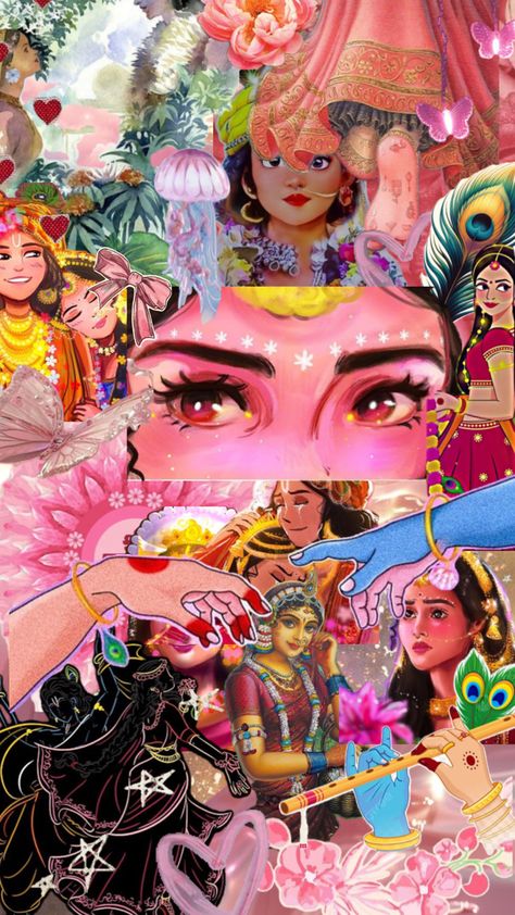 Krishna Phone Cover, Collage Wallpaper Aesthetic, Hare Rama Hare Krishna, Krishna Book, Collage Wallpaper, Peace Illustration, Shiva Photos, Hinduism Art, Vedic Art