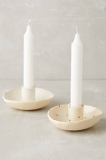 Speckled Pottery, Clay Candle Holders, Diy Keramik, Clay Candle, Diy Air Dry Clay, Pottery Candle, Air Dry Clay Projects, White Candle, Diy Candle Holders