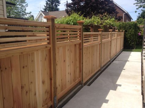 Venetian Cedar Fence Panels | Big Red Cedar Wood Privacy Fence Ideas, Shadow Box Fence, Cedar Fence Boards, Cedar Wood Fence, Wood Fence Gates, Wooden Fence Panels, Cedar Fence Pickets, Cedar Paneling, Fence Privacy