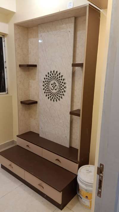 Prayer Room Designs by Contractor miltonmicheal miltonmicheal , Ernakulam | Kolo God Room Designs Simple, Prayer Room Ideas Hindu, God Room Designs Hindu, Temple Wall Design, Pooja Room False Ceiling Design, God Room Designs, Pooja Room Ideas Indian Modern, Latest Pooja Room Designs, Pooja Room Ideas Indian