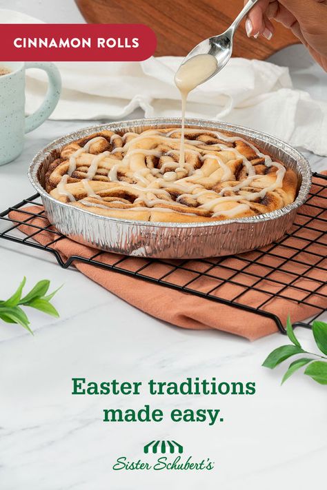 Whether you're hosting an Easter brunch or just want to enjoy a cozy breakfast with your family, Sister Schubert’s Cinnamon Rolls are the perfect addition. So, bring the taste of home to your Easter celebrations with our easy-to-bake Cinnamon Rolls. Sister Schubert, Easter Stuffers, Family Around The Table, Frozen Dinner, Caramel Coconut, Breakfast Bakes, Baked Breads, Dinner Roll, Bake Something