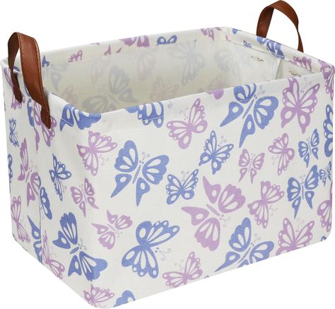 PRICES MAY VARY. LAUNDRY BASKET SIZE:14.9(L)×10.2(W)×9.8(H)inches,Perfect size for large easter basket toys organizer,toy bin,pet's stuff storage,clothes basket,gifts basket.It can be used in camping,student apartment,closet,shelves and kitchen. MATERIAL:The high quality laundry basket is made from linen canvas fabric,leather handle and Waterproof PE Coating Lining. Feature: The pink basket equip with two handles making it portable and easy to move,and it can be folded when you do not want to us Room Decor Butterfly, Apartment Closet, Kids Laundry Basket, Stuff Storage, Large Easter Basket, Easter Basket Toys, Toys Organizer, Storage Clothes, Basket Gifts