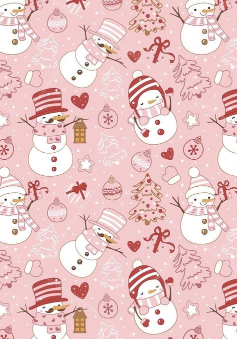 Christmas Wallpaper Pink, Pink Christmas Wallpaper, Collage Kit Aesthetic, Holiday Pack, Snowman Wallpaper, Pink Ornaments, Aesthetic Holiday, Xmas Wallpaper, Screen Savers Wallpapers