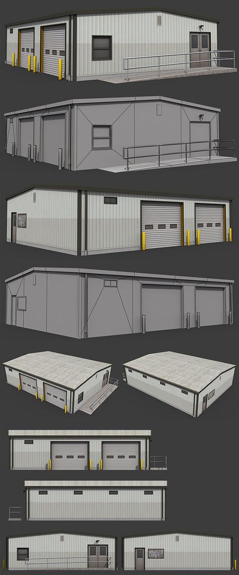 Small Factory Design Exterior, Warehouse Shop Design, Wearhouse Design, Small Warehouse Design Storage, Warehouse Design Ideas, Modern Warehouse Exterior, Industrial Building Architecture, Industrial Shed Design, Small Factory Design