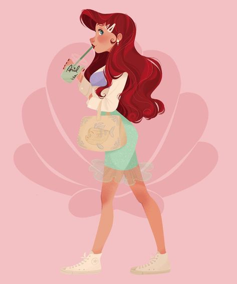 Modern Ariel, Little Mermaid Characters, Alternative Disney Princesses, Disney Kingdom, Disney Fanart, Pixar Characters, Twisted Disney, Disney Princess Drawings, Disney Artwork