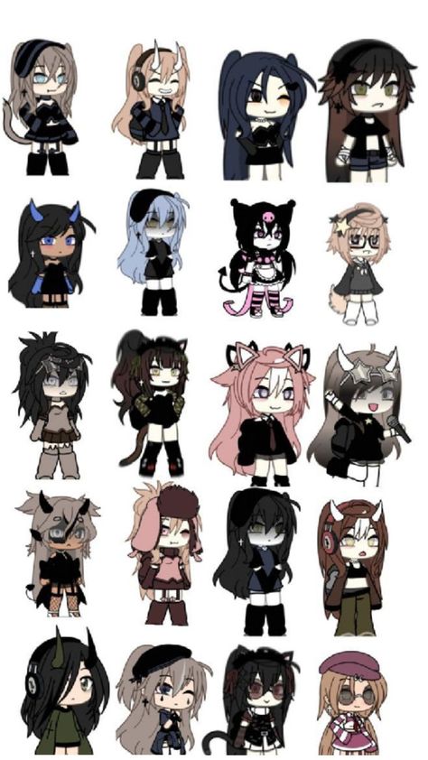 Gacha Nerd Outfit, Grunge Gacha Life Outfits, Gacha Life Black Outfits, Personnage Gacha Life, Oc Gacha Life Aesthetic, Cute Gacha Life Outfit Ideas, Free Gacha Outfits, Gacha Life School Uniforms, Gacha Life Characters Ideas Girl