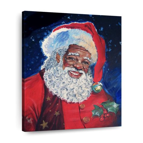 African American Santa Wall Art | Painting | by Scott Westmoreland Santa Paintings, Santa Photos, Santa Pictures, Black Santa, Canvas Photo Prints, Prints Wall, Black Christmas, Christmas Scenes, Afro Art