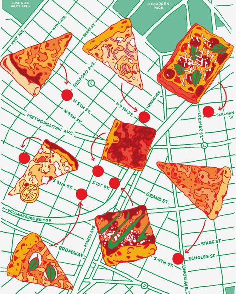 Pizza Restaurant Ideas, Pizza Content, Pizza Advertising, Pizza In Nyc, Best Pizza In Nyc, Pizza Illustration, Williamsburg Nyc, Pizza Parlor, Pizza Poster