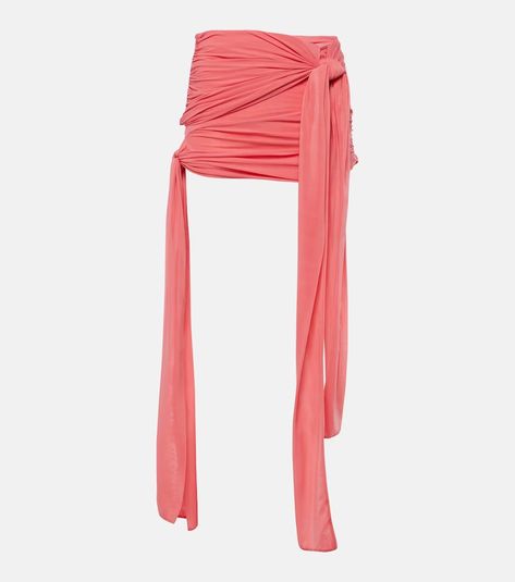 Ruched jersey mini skirt in pink - Blumarine | Mytheresa Blumarine Skirt, Leather Thong Sandals, Thong Sandals, Color Names, Designing Women, Dress Skirt, Mini Skirt, Womens Bottoms, Care Instructions