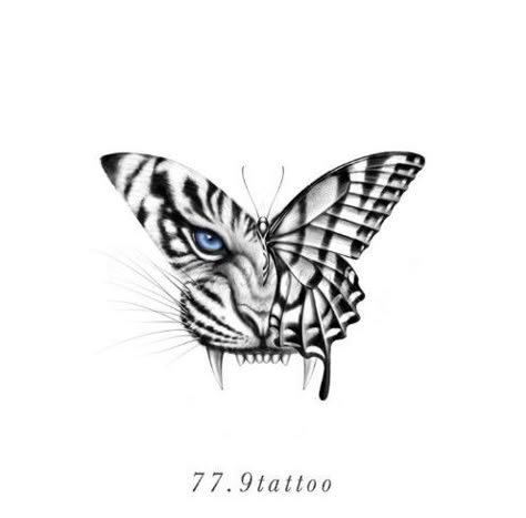 Tiger In Butterfly Tattoo, Butterfly With Tiger Face Tattoo, Half Tiger Half Butterfly Tattoo, Tiger Crown Tattoo, Cheetah Butterfly Tattoo, Tiger And Butterfly Tattoo, Lion Butterfly Tattoo, Butterfly Tiger Tattoo, Lion Butterfly