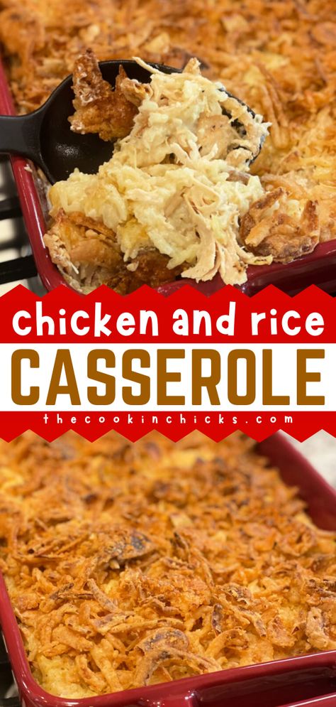 Your go-to comfort food won't be complete without this easy casserole recipe for dinner! Nothing will satisfy your craving like this baked Chicken and Rice Casserole that's rich, creamy, and hearty. Plus, this family dinner idea is budget-friendly! Flavorful Chicken Breast Recipes, Chicke Recipes, Easy Chicken Dinner Recipes, Rotisserie Chicken Recipes, Turkey Dishes, Favorite Recipes Dinner, Easy Meals For Kids, Easy Homemade Recipes, Chicken Main Dishes