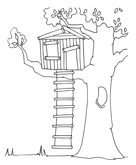 Treehouse Coloring Pages - Best Coloring Pages For Kids Tree House Drawing, House Drawing For Kids, Monster Truck Coloring Pages, Mario Coloring Pages, Farm Animal Coloring Pages, House Colouring Pages, Disney Princess Coloring Pages, Magic Treehouse, Truck Coloring Pages