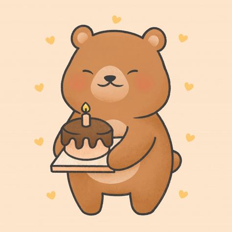 Lindo oso con estilo de dibujado a mano ... | Premium Vector #Freepik #vector #cumpleanos #mano #pastel #caracter Happy Birthday Doodles, Happy Birthday Bear, Happy Birthday Drawings, Doodles Bonitos, Birthday Doodle, Cake Drawing, Birthday Cartoon, Cute Happy Birthday, Birthday Card Drawing