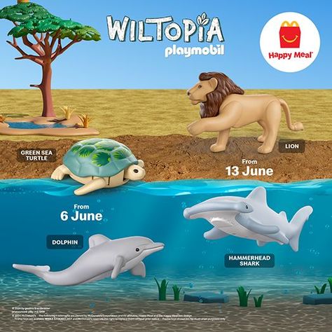 McDonald's Happy Meal: Free Wiltopia Playmobil Toys from 6-19 June 2024 Playmobil Toys, Food Promotion, Mcdonald's Happy Meal, Free Toys, Green Sea Turtle, Happy Meal Mcdonalds, Animal Habitats, Drive Thru, Happy Meal Toys