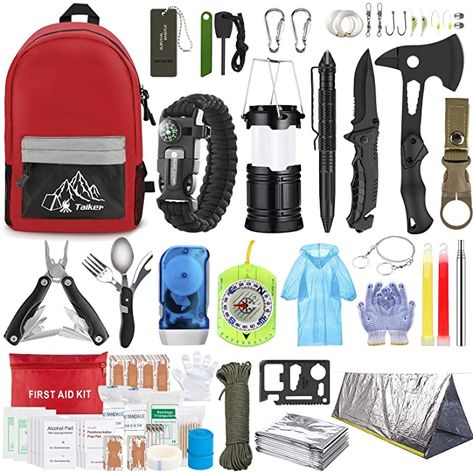 Amazon.com: Emergency Survival Kit, 151 Pcs Survival Gear First Aid Kit, Outdoor Trauma Bag with Tactical Flashlight Knife Pliers Pen Blanket Bracelets Compass for Camping Earthquake or Adventures: Health & Personal Care Backpack Survival Kit, Tactical Medic, Camping First Aid Kit, Survival First Aid Kit, Emergency Flashlight, Outdoor Survival Gear, Emergency Survival Kit, Emergency Supplies, Bug Out Bag