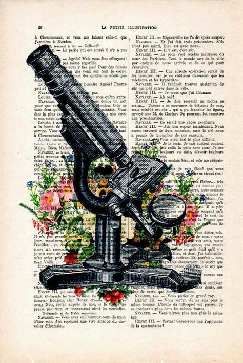 Vintage Science, Biology Art, Medical Laboratory Science, Newspaper Art, Retro Kunst, Book Page Art, Microscopes, Medical Laboratory, Medical Art