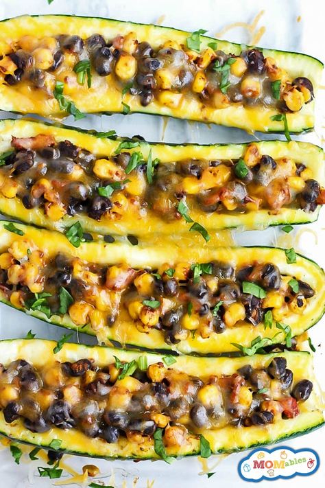 Zucchini Taco Boats (gluten-free, grain-free & a vegetarian option!)… Healthy Stuffed Zucchini Boats, Healthy Stuffed Zucchini, Meatless Tacos, Vegetarian Zucchini Boats, Zucchini Taco Boats, Stuffed Recipes, Taco Stuffed Zucchini, Zucchini Boat, Taco Boats