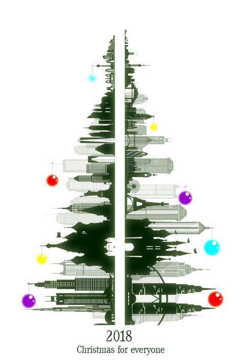 Gallery of Best Submissions to the 2017 Architecture Holiday Card Challenge - 32 Company Holiday Card Design, Christmas Shop Displays, Company Holiday Cards, Christmas Tree Poster, Company Christmas Cards, Inmobiliaria Ideas, Business Christmas Cards, Japanese Poster Design, Xmas Greetings