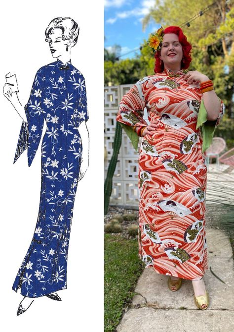 Finished: The Pake Muu sewing pattern - Subversive Femme Full Bust Adjustment, Dramatic Sleeves, Cheap Fabric, Motif Vintage, Sewing Studio, Sewing Pattern Sizes, Chinese Dress, Split Hem, Vintage Pattern