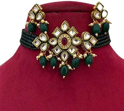 ANDYWARS FASHION Green Kundan Meenakar Choker Necklace Set for Women and Girls Indian jewelry Set, Wedding Jewelry, Bridal sets, Gift for her, Gifts for her Wedding Jewellry, Necklace Set With Earrings, Beautiful Chokers, Kundan Choker, Indian Patterns, Indian Jewelry Sets, Cosmetic Shop, Choker Necklace Set, Women's Jewelry Sets