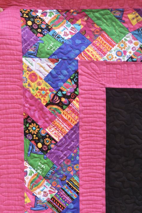 Border For Panel Quilt, Braided Borders For Quilts, Herringbone Quilt Border, Scrap Quilt Borders Ideas, Round Robin Quilt Borders, Borders Quilt Ideas, Border Print Quilts, Quilted Borders Ideas, Braided Quilt Border