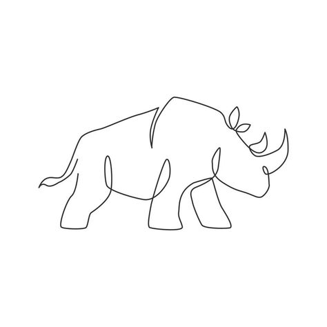 National Park Logo, Rhino Tattoo, African Rhino, Rhino Animal, Animal Mascot, Logo Identity, Single Line Drawing, Continuous Line Drawing, Rhinos