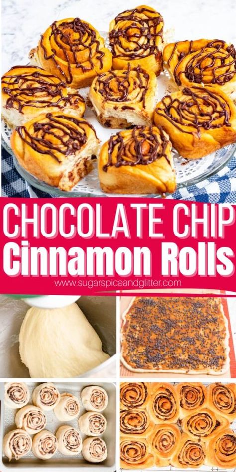 A fun twist on our always popular Copycat Cinnabon Cinnamon Rolls recipe, today's Chocolate Chip Cinnamon Rolls are soft, tender and rich cinnamon rolls generously studded with melted chocolate chips and topped with a luscious chocolate cream cheese icing drizzle. Cinnamon Rolls With Chocolate, Chocolate Chip Cinnamon Rolls, Copycat Cinnabon Cinnamon Rolls, Copycat Cinnabon, Cinnabon Cinnamon Rolls Recipe, Chocolate Cream Cheese Icing, Icing Drizzle, Soften Brown Sugar, Melted Chocolate Chips