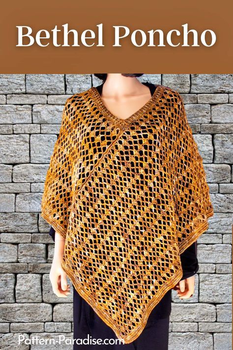 Crochet Poncho Free Pattern Woman, Chic Crochet Top, Crochet Poncho Patterns Easy, Crochet Caplet, Poncho Patterns, Crochet Poncho Free Pattern, Baby Hat Knitting Pattern, Crochet Stitches For Blankets, Crochet Shawl Pattern Free