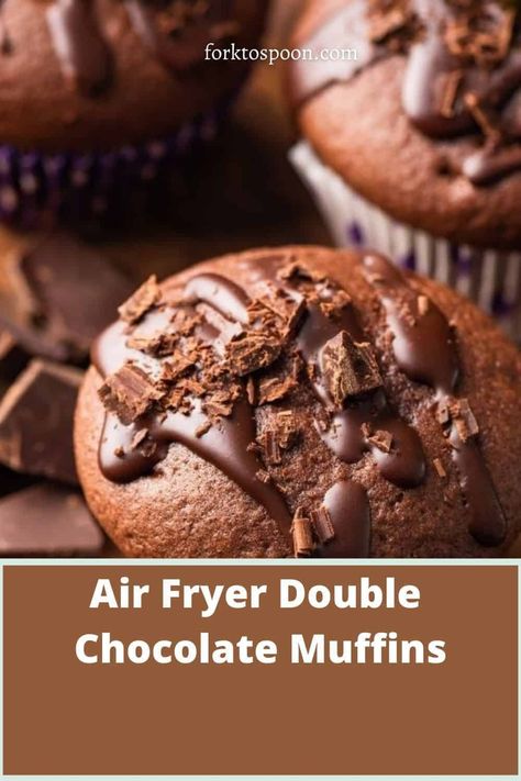 AIR FRYER DOUBLE CHOCOLATE MUFFINS Chocolate Chip Muffins Healthy, Homemade Chocolate Chip Muffins, Double Chocolate Chip Muffins, Muffins Healthy, Chocolate Chip Muffin Recipe, Double Chocolate Muffins, Homemade Chocolate Chips, Banana Chocolate Chip Muffins, Banana Chocolate