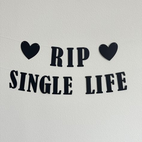 🖤💀 Say goodbye to the single life in style with our "RIP Single Life" banner featuring black hearts! Perfect for adding a playful, edgy touch to your bachelorette party or bridal shower. Let the bold design set the tone for a night of celebration and fun! 🎉💍 #RIPSingleLife #BacheloretteParty #BlackHearts #PartyDecor Halloween Bachelorette Party, Black Banner, Bachelorette Decorations, Custom Banner, Decor Details, Single Life, Cotton String, Custom Banners, Stock Paper