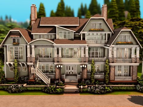 Copperdale House, Sims 4 Big Family House, Sims 4 Family House, Big Modern Houses, Sims 4 Cottage, Sims 4 Houses Layout, Big Mansions, The Sims 4 Lots, Beach Mansion